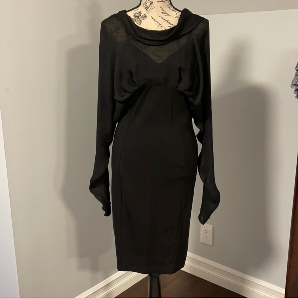 Christina Effe Elegant Batwing Cocktail Black Women's Dress Size 6/8